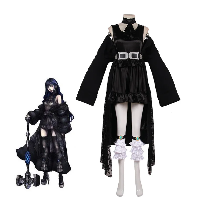 Disfraces de Cosplay de FF XIV Gaia, vestido negro sexi para mujer, trajes de fiesta de Carnaval y Halloween