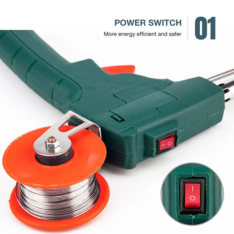 5PCS 60W Kit Solder Listrik dengan Pistol Timah Otomatis & Stasiun Solder Alat Pengelasan Plastik Termasuk Pinset & Kawat