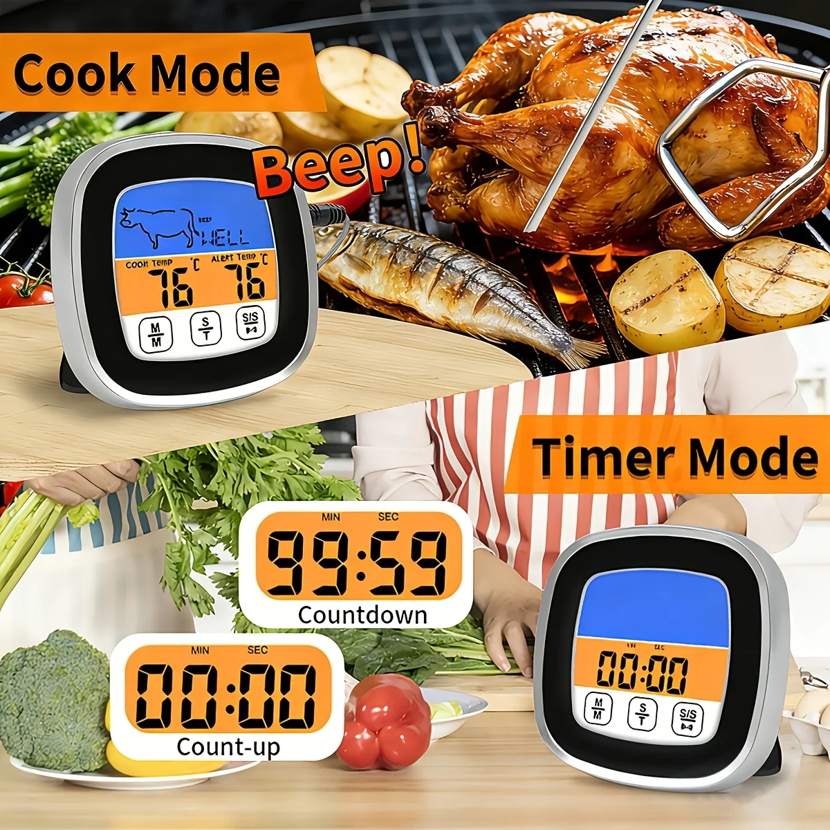 Termometer Daging Digital, Tim - Kitchen Timer Digital ulasan dan harga
