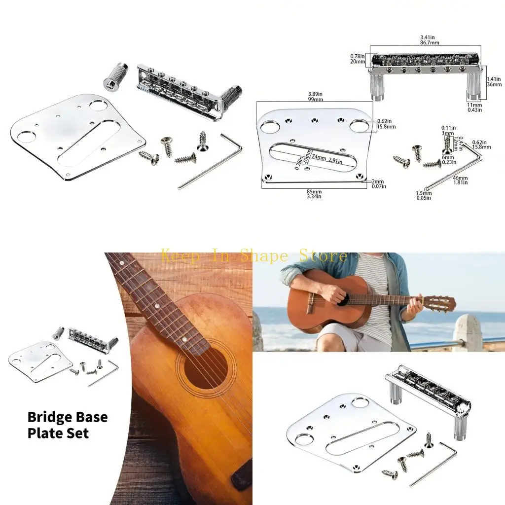 U1JC Gitarrensteg-Set, hochfeste Eisen-Brückenplatte und 6-Sättel-Brücke für B5 und B50, verbesserte Stimmstabilität der Gitarre