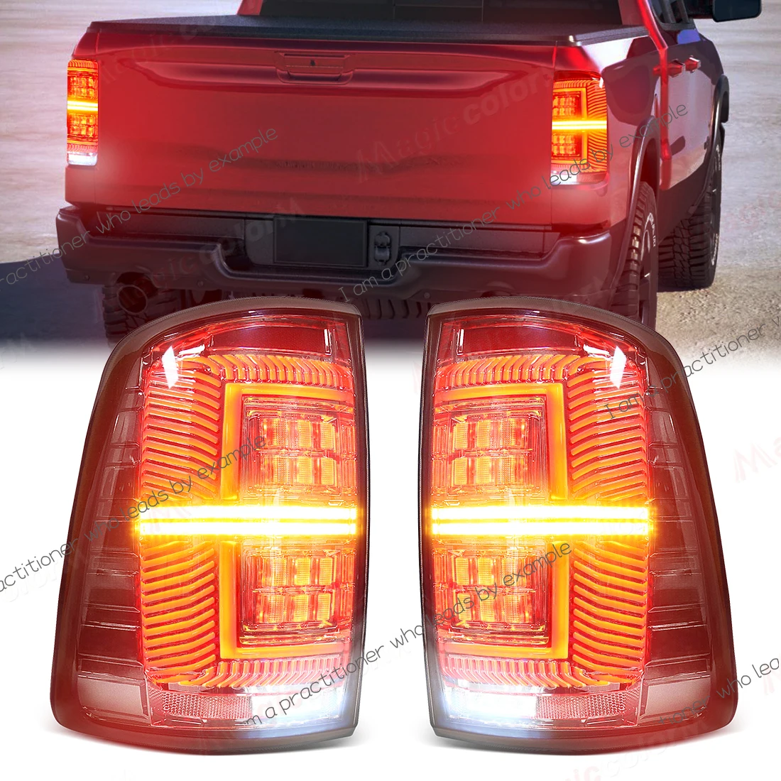 Pair of LED Tail Lamps For Dodge Ram 1500 2500 3500 2009 2010 2011 2012 - 2017 2018 Rear Driving Brake Turn Signal Reverse Light
