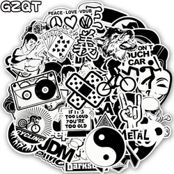 100 pcs Black and White Random Sticker Punk Graffiti Rock Funny Stickers for Kid DIY Guitar Helmet Laptop Suitcase Bike Stickers