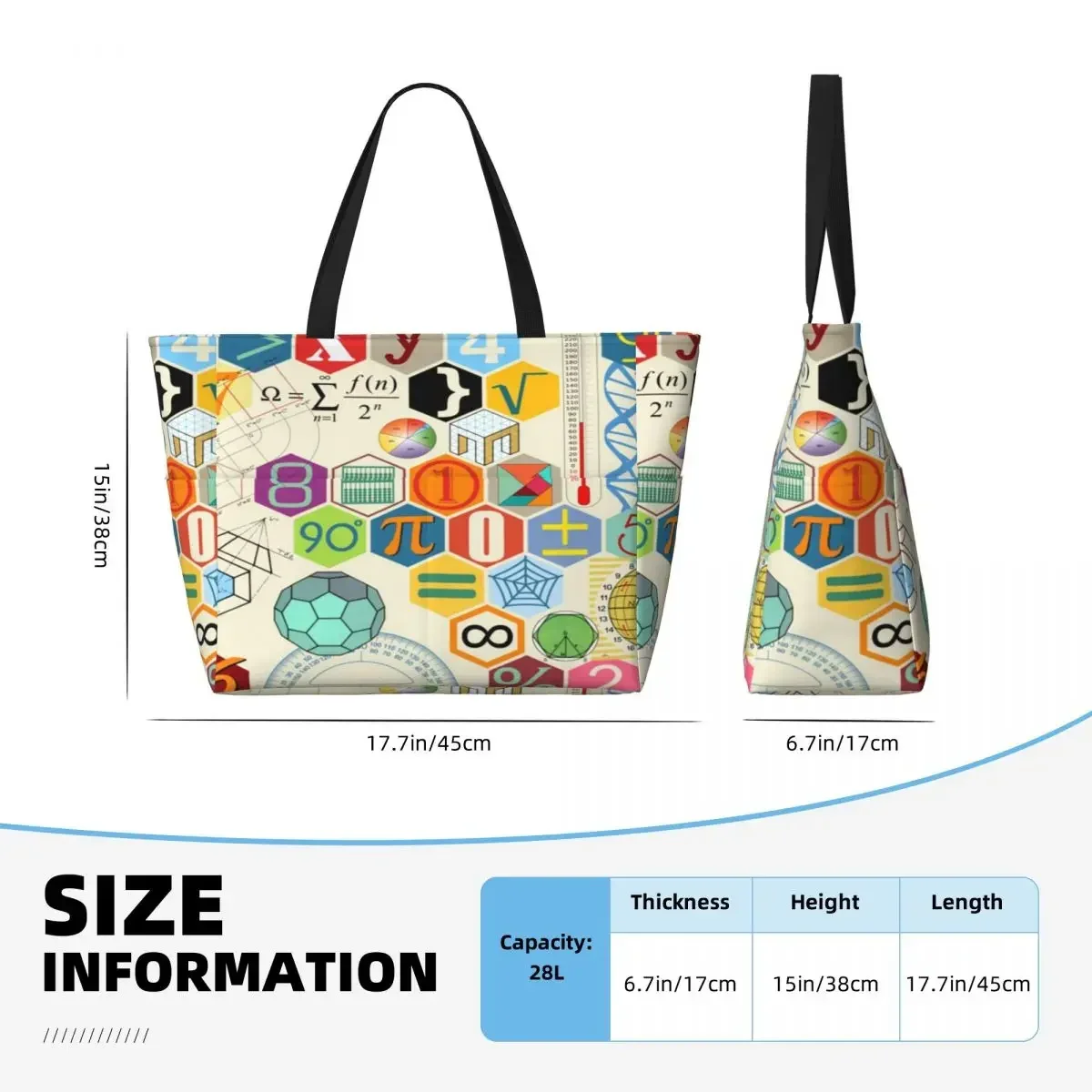 MATH Beach Travel Bag, Tote  Holiday Shopping Daily Shoulder  Multi-Style Pattern