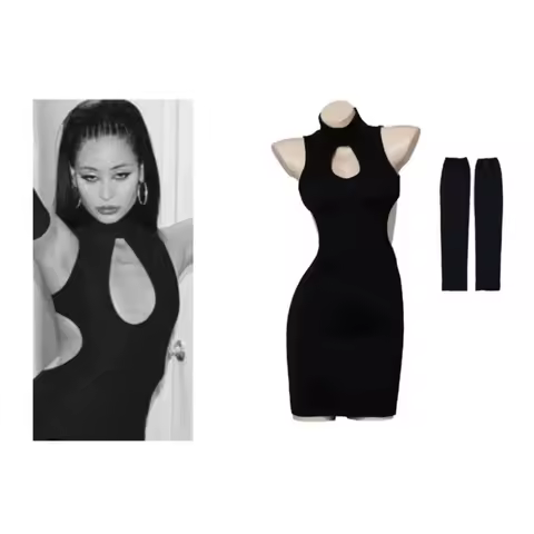 Euphoria Maddy Perez Cosplay Costume Black Cut Out Bodycon Clothes Party Outfits for Women Night Club Dresses