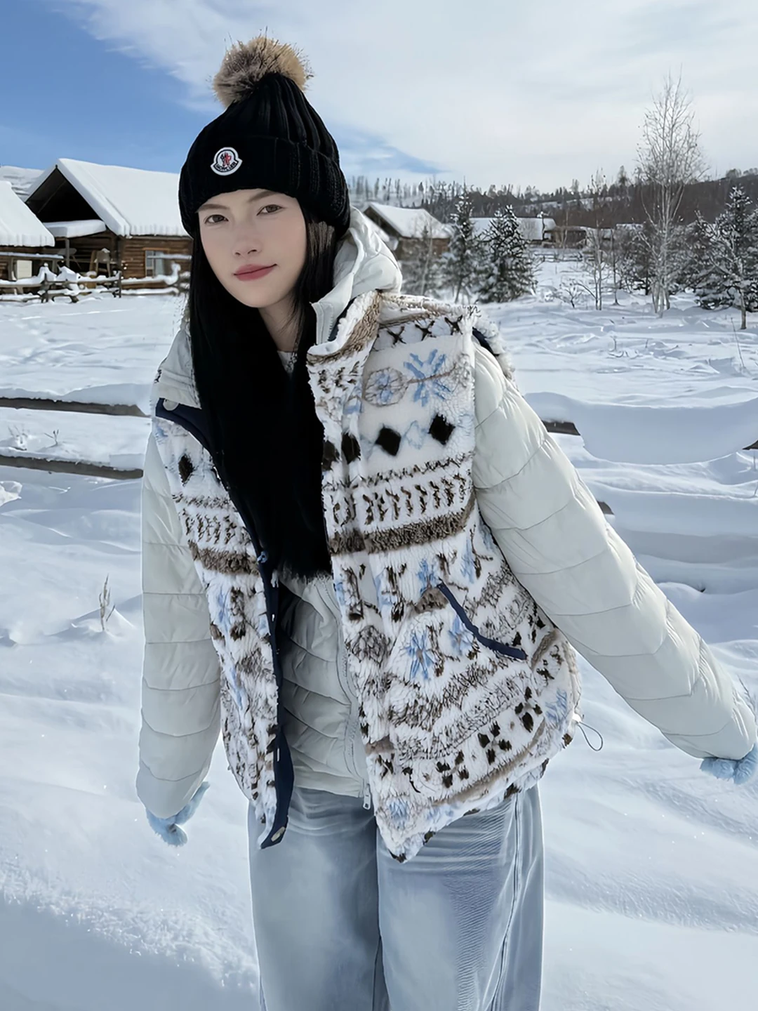 

Утепленный двусторонний жилет из овечьего вельвета в корейском стиле, зимняя куртка с геометрическим узором, на молнии, удлиненный фасон