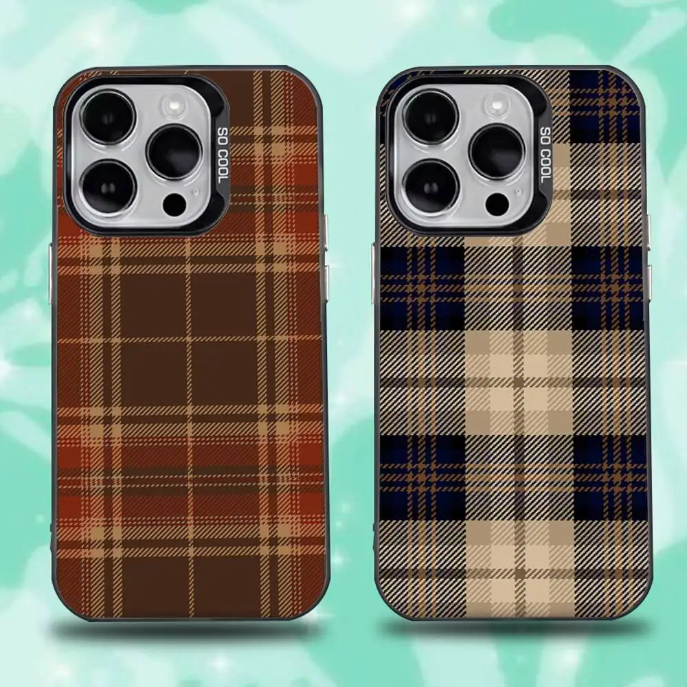 

Scottish Plaid Fabric Phone Case For iPhone 16,15,14,13,12,11,Mini,Pro,E,SE4,XS,MAX Black Candy Matte Cover