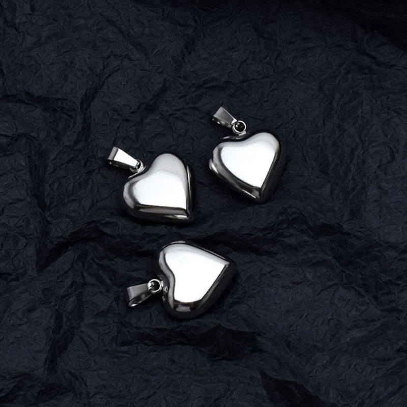 Stainless Steel Silver Plated 2.1x2cm Large Heart Charm Pendants for Women Girls Jewelry DIY Necklaces Making Findings Y08E