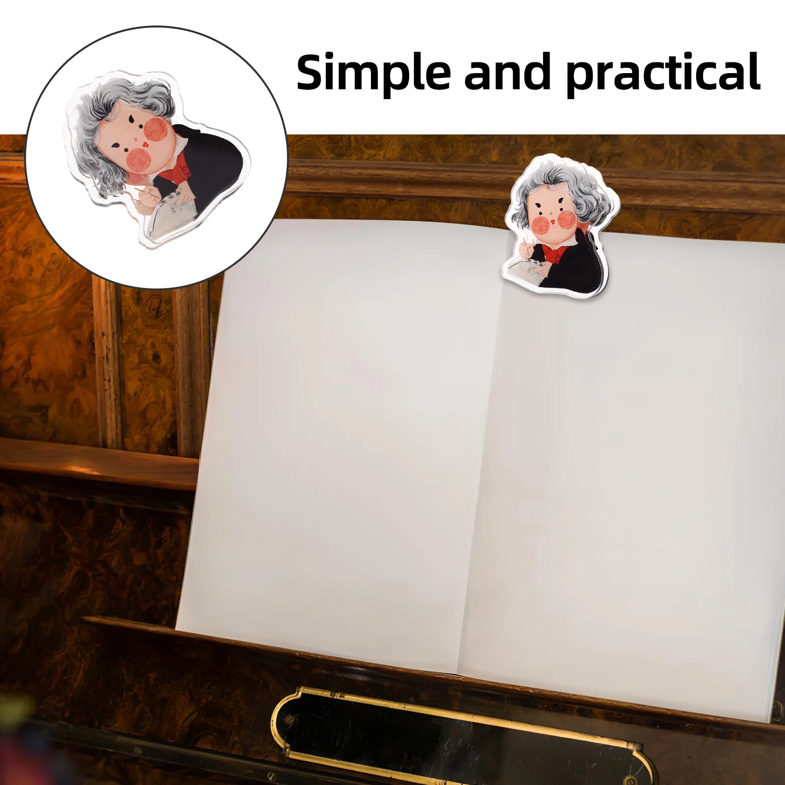 Small Music Score Clip for Piano Practice Cartoon Page Holder for Sheet Music Book Lightweight Portable Design