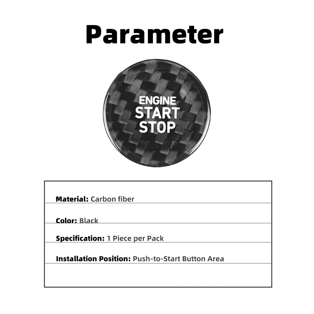 مناسبة لسيارة Genesis غطاء أزرار التشغيل بلمسة واحدة، غطاء مزخرف بمفتاح التشغيل الصلب من ألياف الكربون الحقيقية G70 G80 G90 Gv70 Gv80 Gv60 ملصق داخلي أسود #6