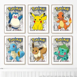 Pokemon Anime Canvas Painting Pikachu Gyarados Eevee Mewtwo Snorlax Poster Print Mural Picture Wall Art Home Decor Gifts Cuadros