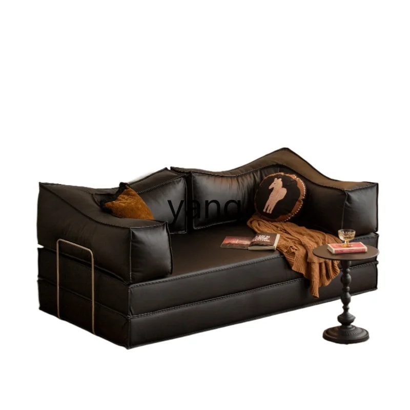 

Yjq Sofa Bed Middle-Ancient Style Module Dual-Use Retro Leather Invisible Bed