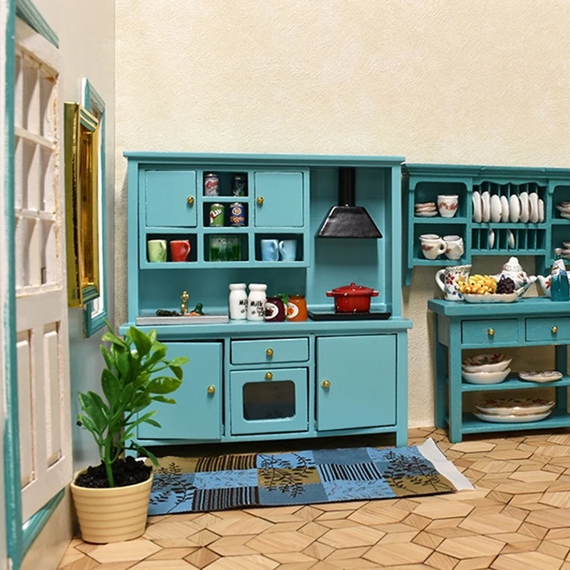 

1:12 Dollhouse Miniature Kitchen Cabinet with Induction Cooker Cupboard Stove Cooking Table Furniture Kitchen Model Decor