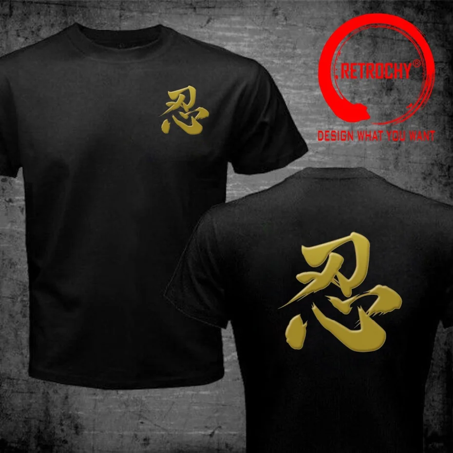 Funny Design Japanese Kanji Samurai Ninjia  Shirt Men Fashion Trendy Casual Clothing Stylish Tops Tee Shirt Leisure Tshirt Men's