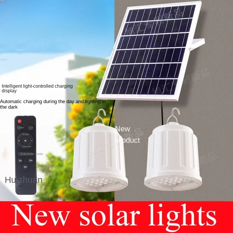 High Brightness Solar Bulb Light for Home Power Outage Solar Garden Light Indoor Chandelier Hanging Light with Remote Control