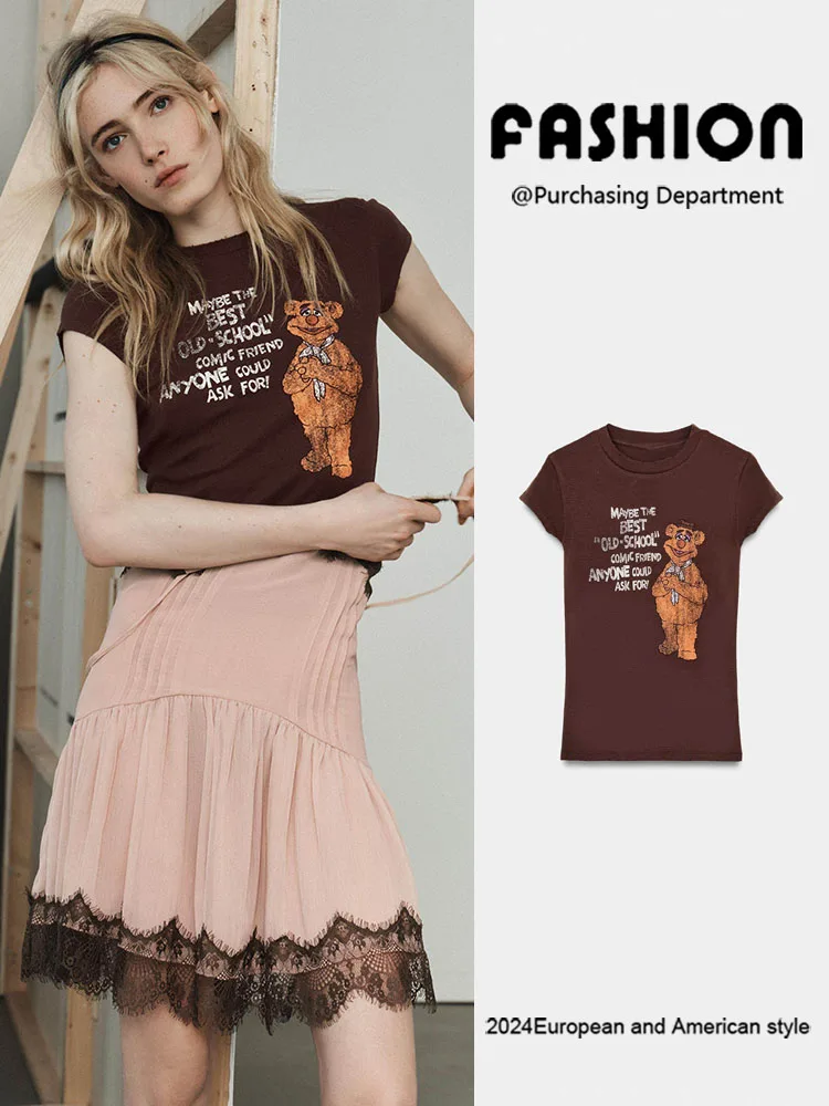 

Весенняя новинка: женская модная универсальная удобная футболка с коротким рукавом и круглым вырезом, утягивающая фигуру, ZA2026 564305