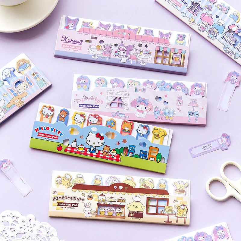 Imagem -06 - Sanrio Melody Kuromi Cinnamoroll Memo Pad Sticky Notes Etiqueta de Papelaria Planejador Notepad Sticker Post Material Escolar 24 Pcs por Lote