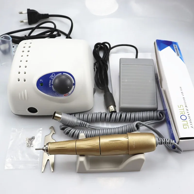 2021 New Arrival STRONG 210 PRO  105L Handpiece 65W 45000rpm Nail Drills Manicure Machine Pedicure Electric File Bits