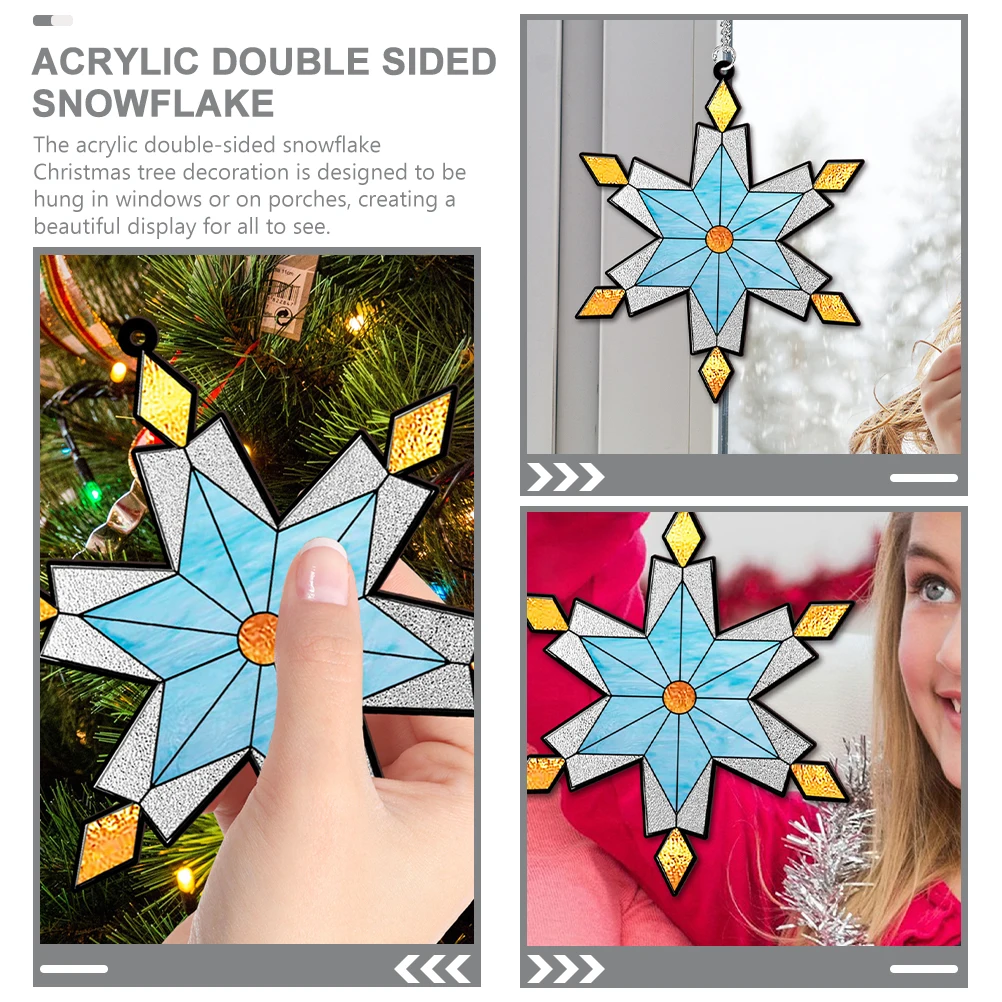 

Double Sided Acrylic Snowflake Ornament Hanging Christmas Tree Decor Xmas Holiday Decoration for Window Porch Wall Festive Home