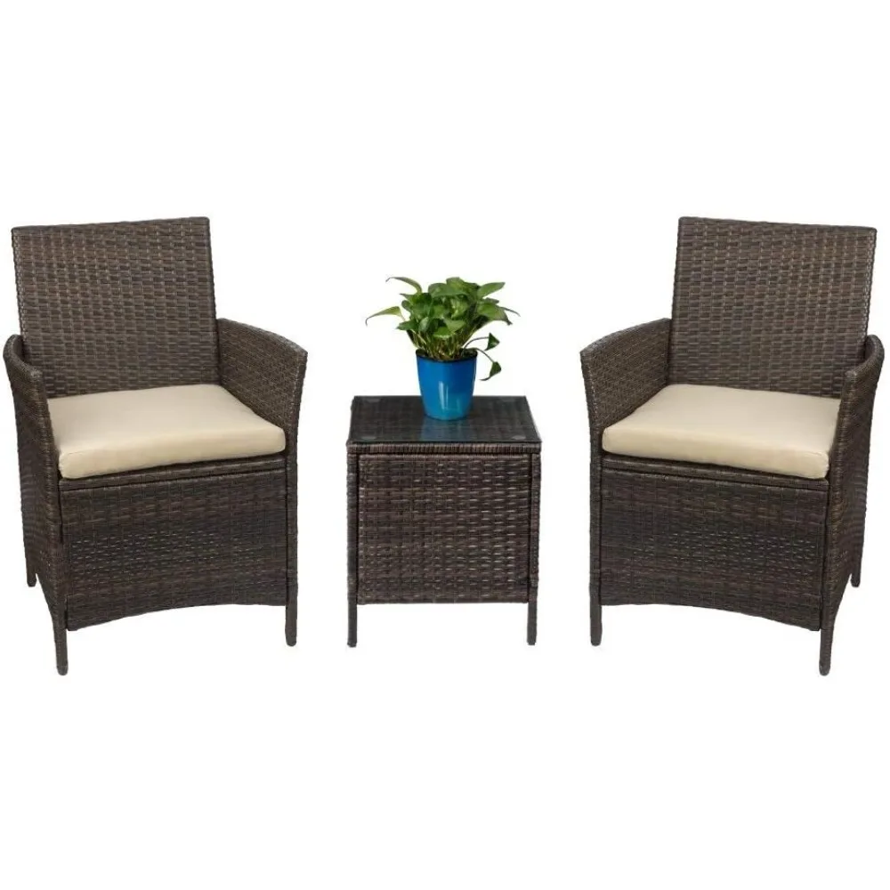 Patio Porch Furniture  Rattan Wicker Chairs with Table Outdoor Garden Furniture Sets