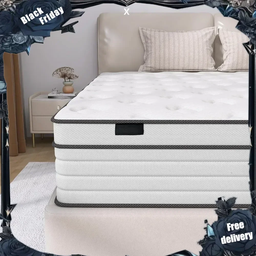 12 Inch Medium Firm Full Mattress,Hybrid Mattress Independent Pocket Spring Mattress High Permeability Skin-Friendly,Mattress