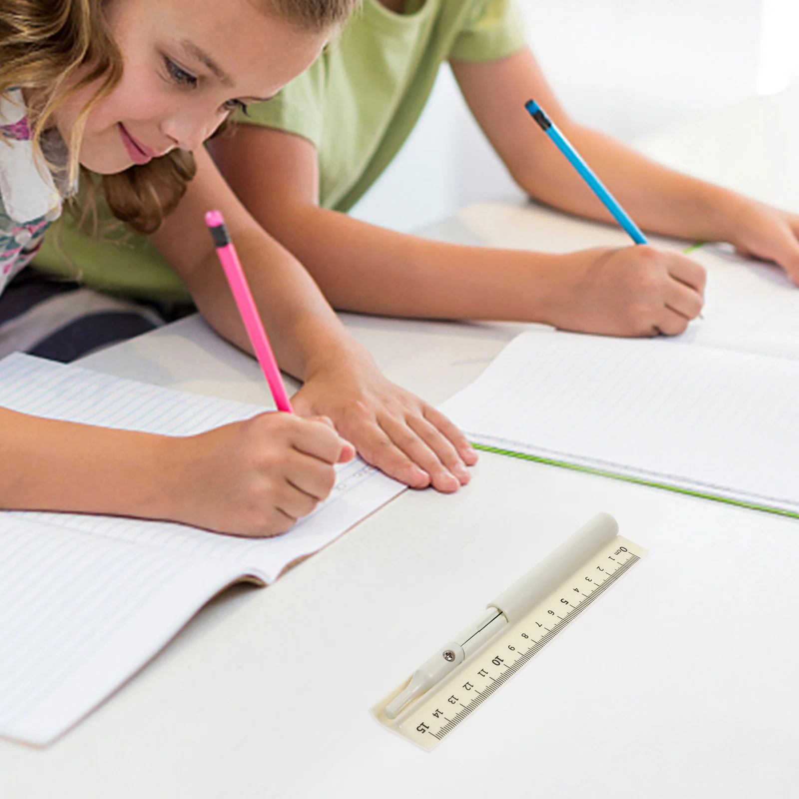 Compass Pen Ruler Drafting Carpentry Precision Geometry Workbook for Kids School Supplies Kit Centimeter