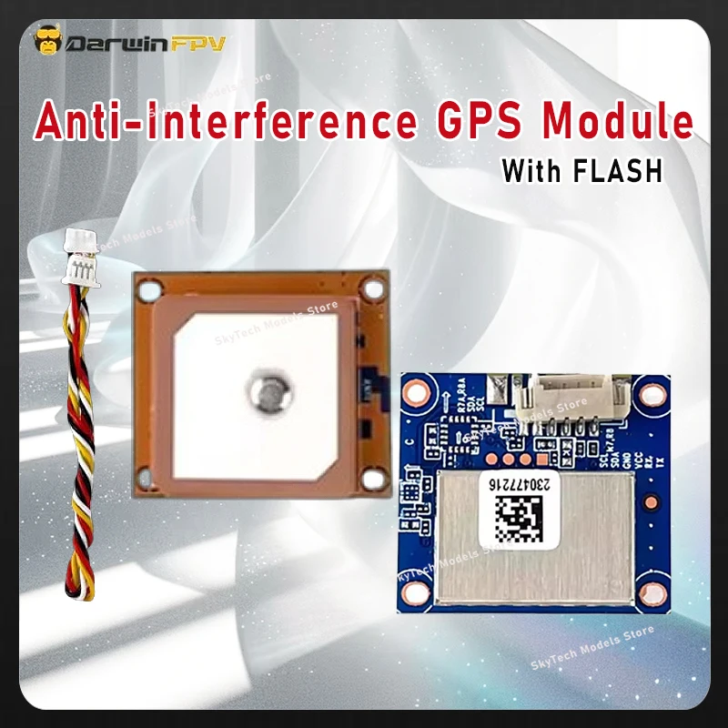 DarwinFPV Anti-Interference GPS Module with FLASH - BetaFlight Compatible High-Gain Antenna for RC FPV Long Range