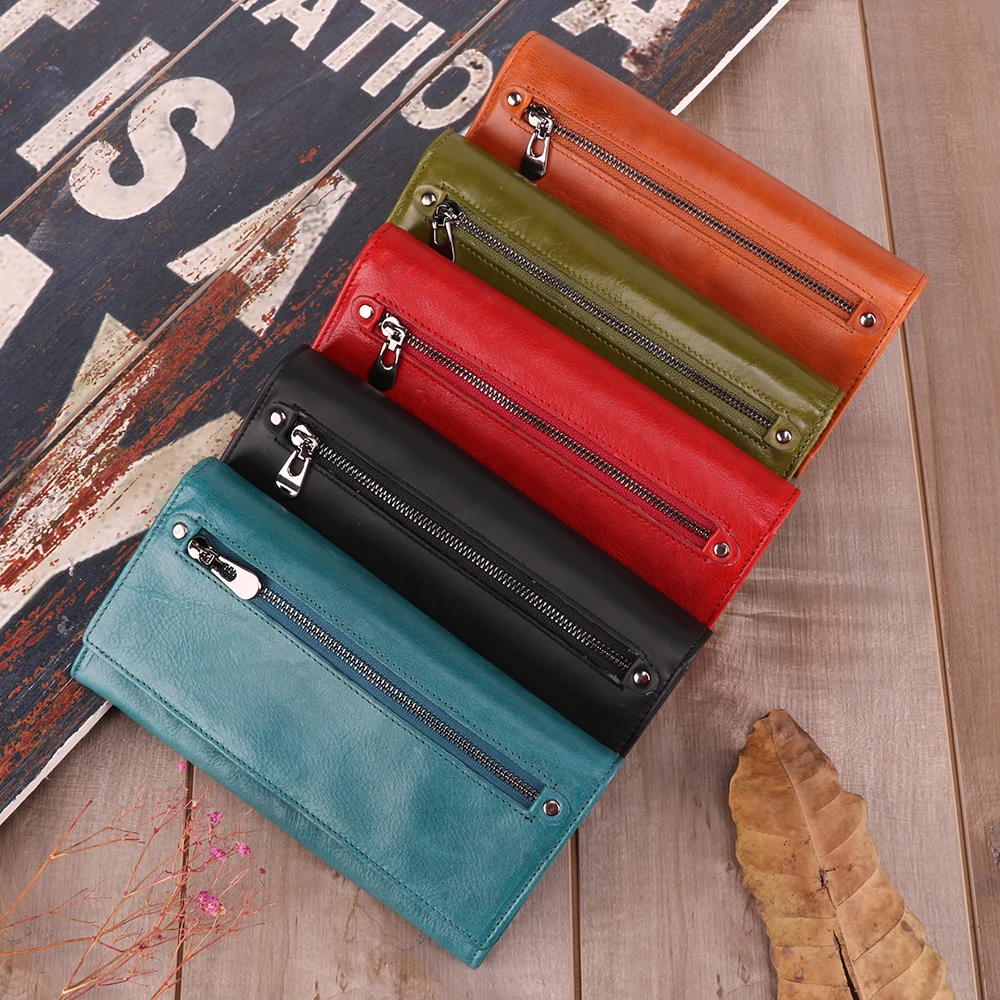 Genuine leather women's long wallet large capacity multifunctional handbag exquisite and fashionable  RFID mobile phone bag