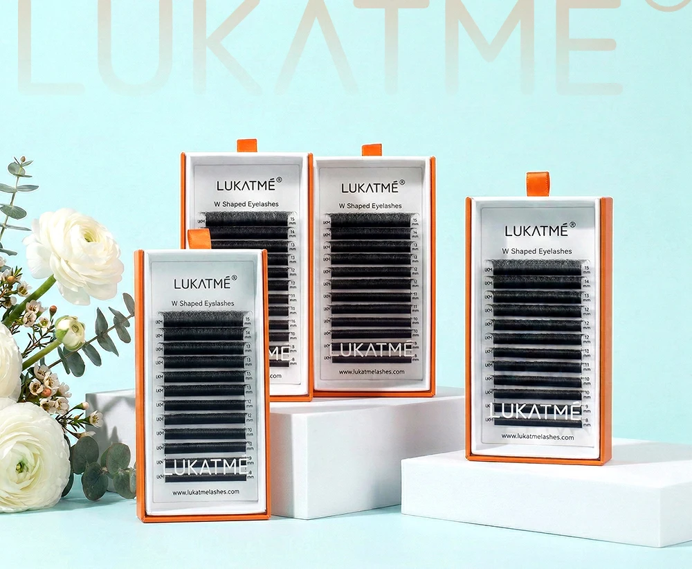 LUKATME 6D W-Form Vorgefertigte Volumen-Wimpern 7-14mm C/D Bloom 6D Wimpern 0,07mm W-Stil Vollflächige 6D Wimpernverlängerungen – Detail 1