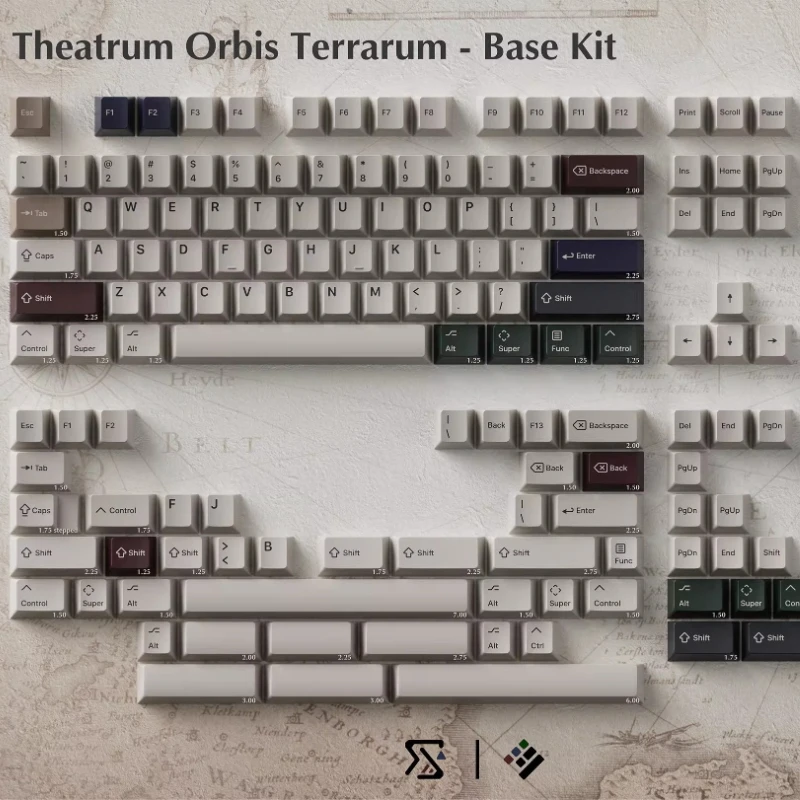 Vintage Map Theme Keycaps Set Customized PBT Sublimation Cherry Profile Keyboard Cap for Gaming Mechanical Keyboard Accessories