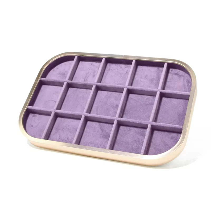 

Light Purple Velvet Jewelry Tray - Metal-Edged Organizer for Necklace/Ring/Pendant/Bracelet, Boutique & Exhibition Display