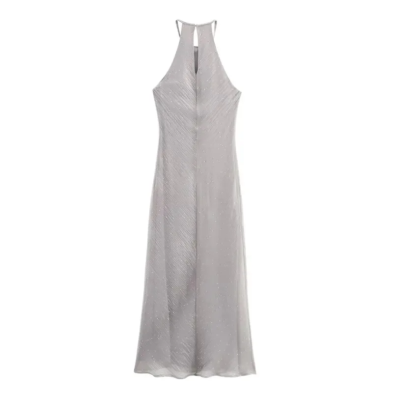 

Women's Shiny Halter Neck Long Dress Elegant Sexy Holiday Party Style Spring Summer 2025