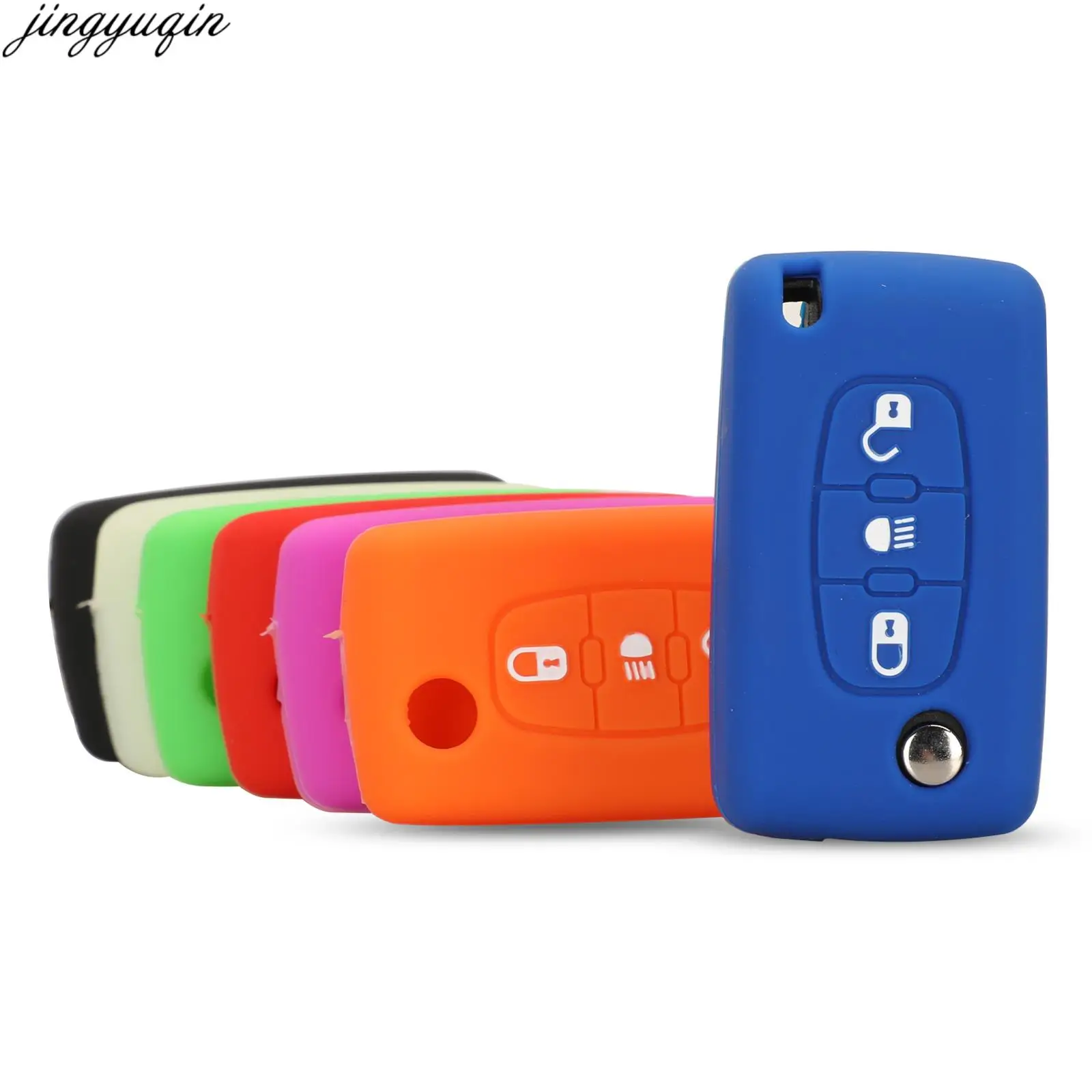 

Jingyuqin 2/3B Flip Remote Car Key Cover Silicone Case For Citroen C2 C3 C5 C6 C8 C4 Peugeot 107 206 207 307 308 406 407 607 807