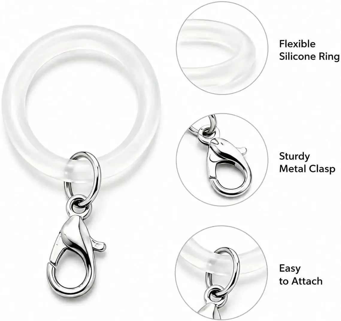 Transparenter O-förmiger Silikon-Schlüsselring, flexible Gummi-O-Ringe, Schlüsselanhänger-Verbinder, DIY-Schmuck, Taschenanhänger, kleines Zubehör – Detail 2
