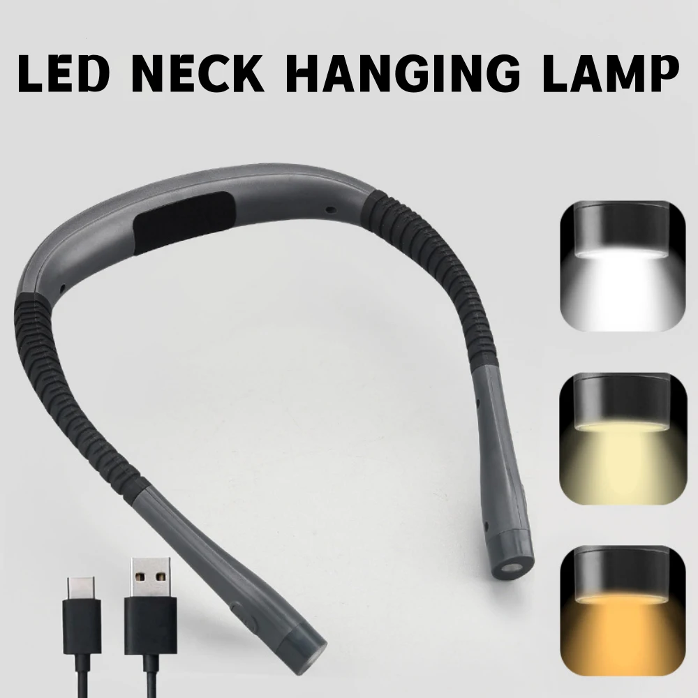 

Flexible LED Hanging Neck Reading Light USB Rechargeable Book Light 3000K 4000K 6000K For Reading Camping Repairing Running