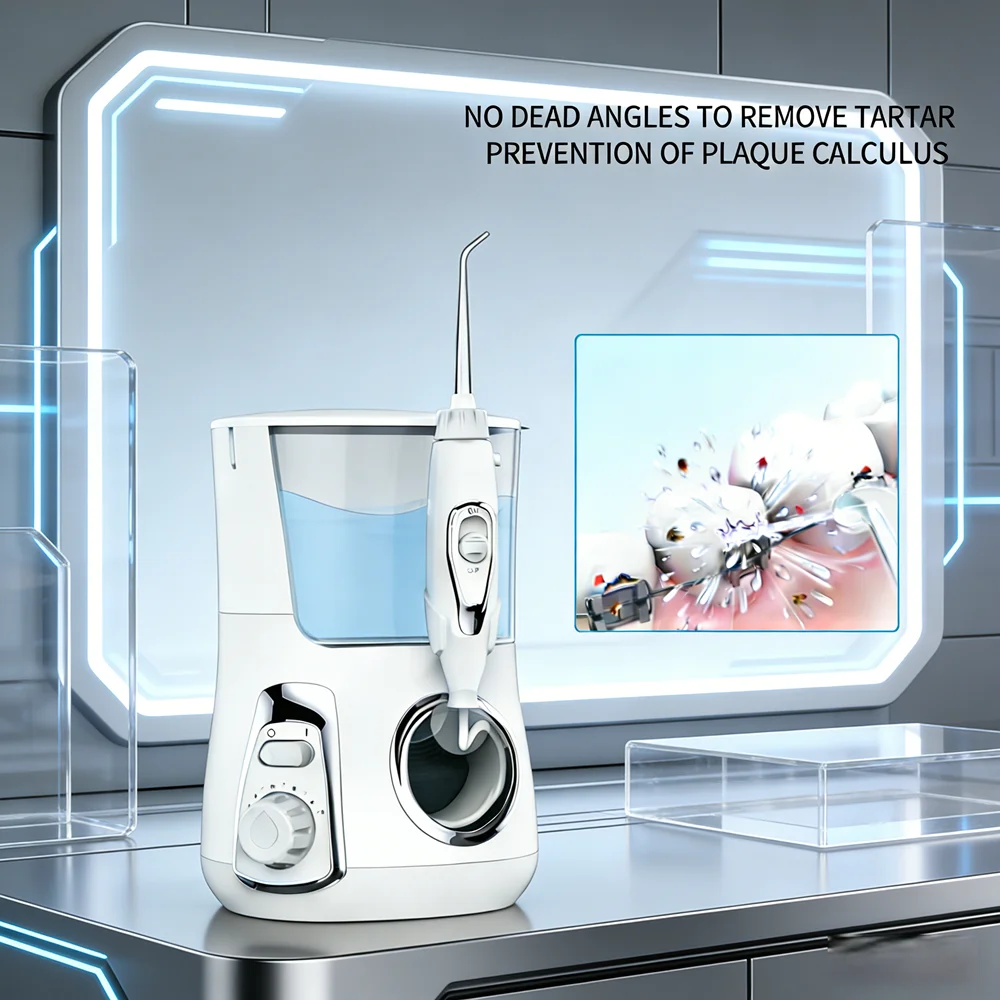 

10-Mode 800ML Home Dental Flosser, 5 Nozzles, Countertop Water Irrigator for Effective Teeth Clean & Cavity Protection
