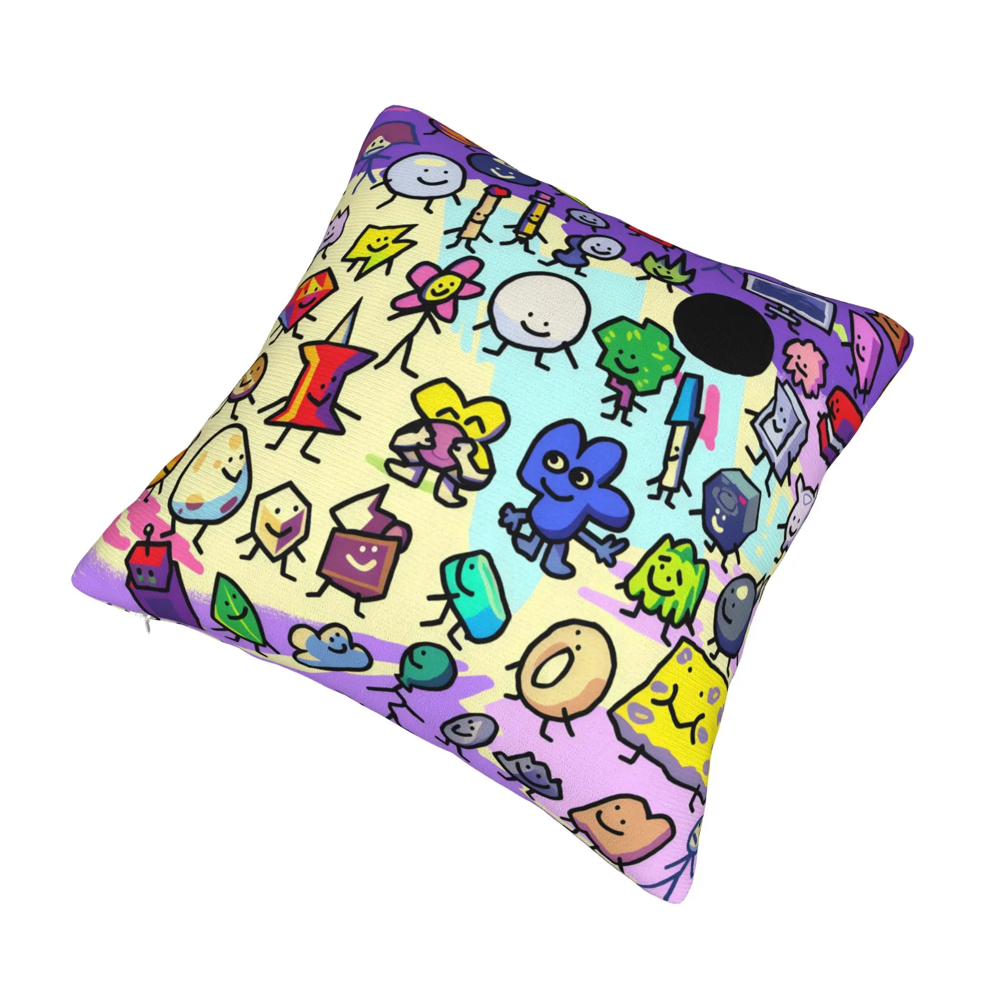 Fashion BFDI Cushion Cover 45x45cm Velvet Cute Cartoon Childlike Throw Pillow Case for Car Square Pillowcase Home Decorative