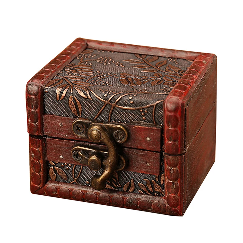 Chinese Style Vintage Wooden Jewelry Box With Lock Trinket Packing Box For Ring Brooch Bracelets Earrings Ear Studs Storage Box