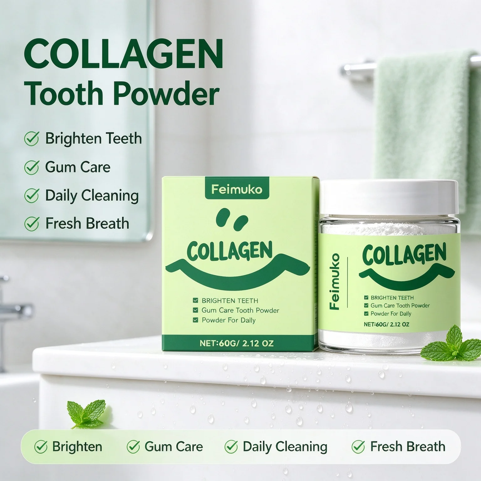 Teeth Whitening Powder Deep Cleaning Remove Coffee Tea Stain Fresh Breath Natural Oral Care Tooth Powder