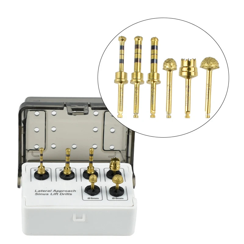 6Pcs Dental Implant Drill Bits Diamond Kit Dentistry Apparatus with Disinfection Box Dentistry Equipment Accessories