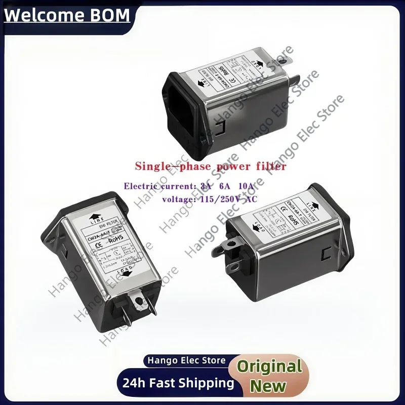 

CW2A-10A-T CW2A-3A-T single-phase power filter EMI filter socket CW2A-3A/ 6A-10A-T Audio power Purifier Vehicle anti-interferenc