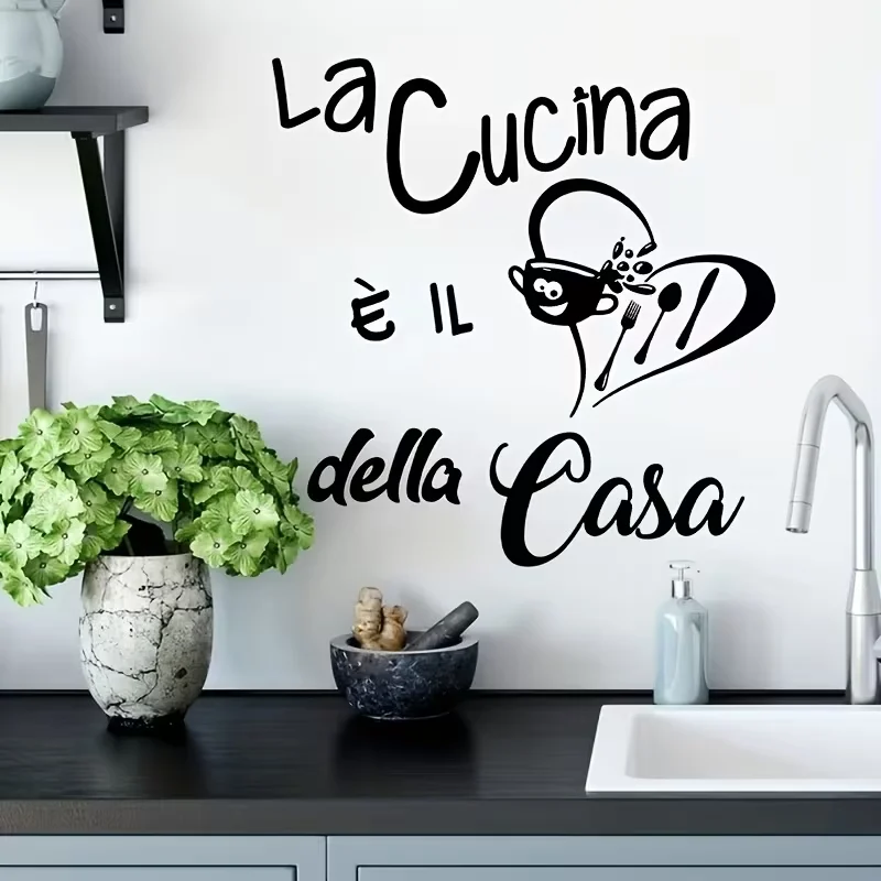 1pc Italian Family Inspirational Quote Wall Sticker Home Decor for Bedroom Entryway Living Room Porch Hallway Kitchen Decorative
