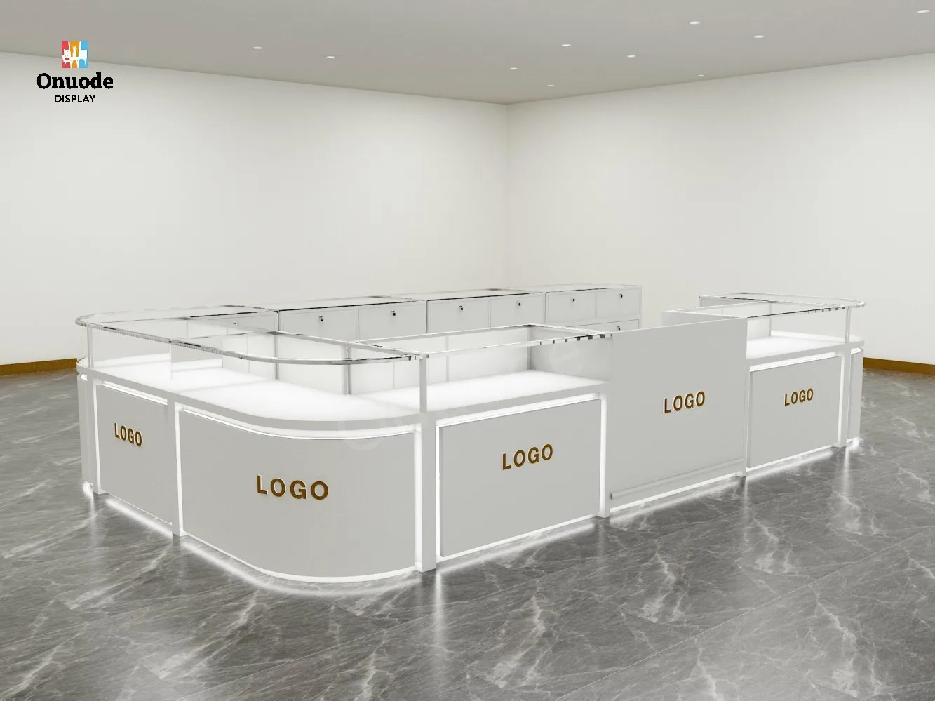 Custom.Luxury Jewelry Showcase for Store Display Elegant Kiosk Counter for Shopping Malls