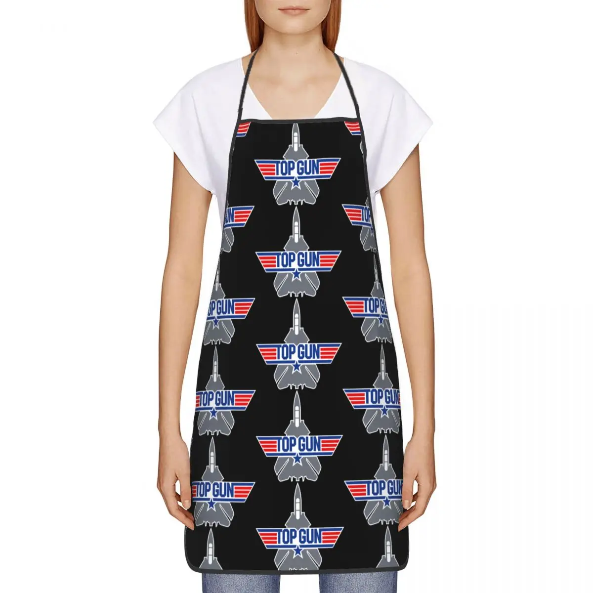 Custom Fighter Jets Top Gun Apron for Women Men Unisex Bib Maverick Film Cooking Kitchen Tablier Cuisine Chef Painting