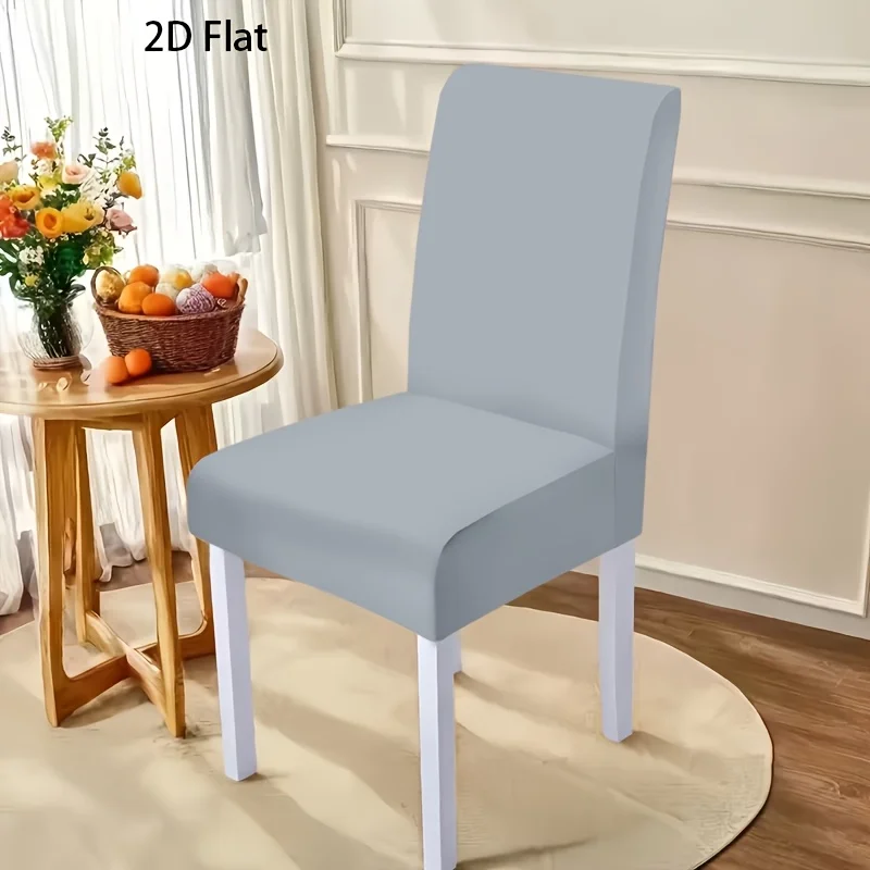 

4/6pcs Solid Light Grey Chair Slipcovers Washable Home Decor, suitable for kitchens, dining rooms