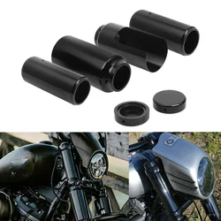 Motorcycle Aluminum Black Full Front Fork Cover Tube Cap Set For Harley Softail Street Bob FXBB Low Rider FXLR 107 2018-2022 21