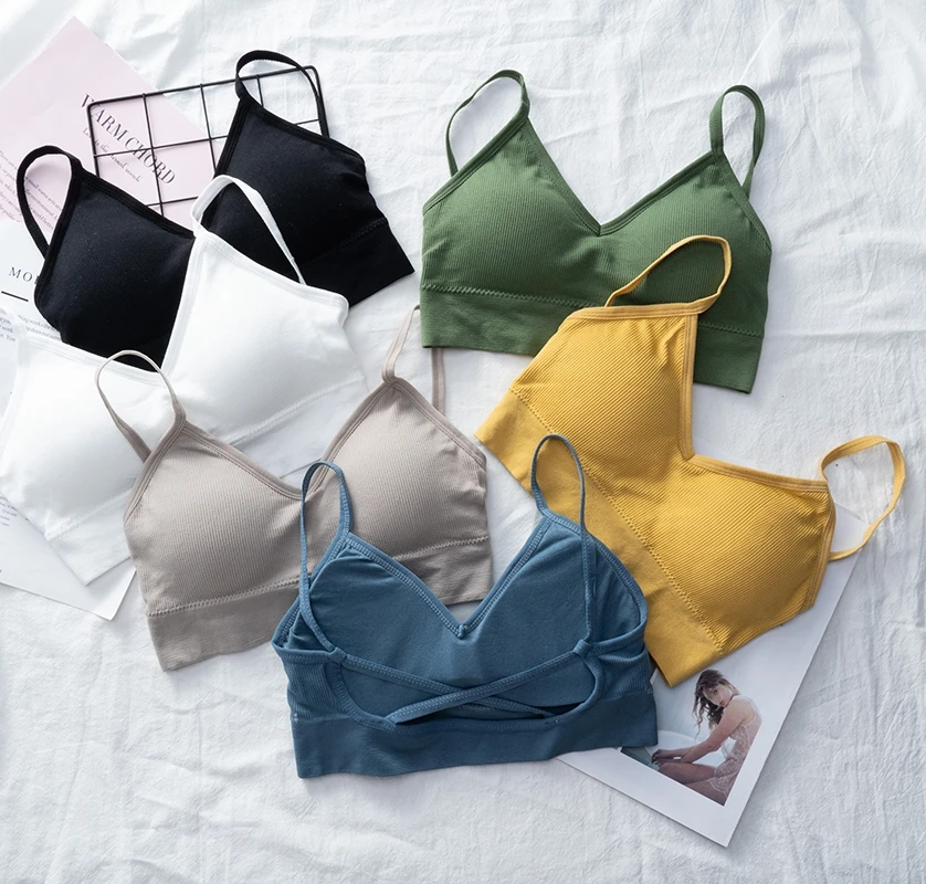 Top corto para mujer, Top de tubo para mujer, ropa interior sin costuras, sujetador recortado, ropa íntima sin espalda, lencería Sexy, Bralettes deportivos acolchados, Tops de tubo