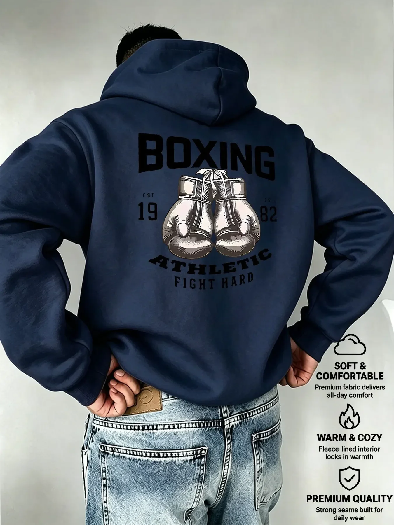 Boxing Hoodie Unisex Athletic Fight Gym Fitness Sport Training Boxer Gloves MMA Vintage Retro Aesthetic Trendy