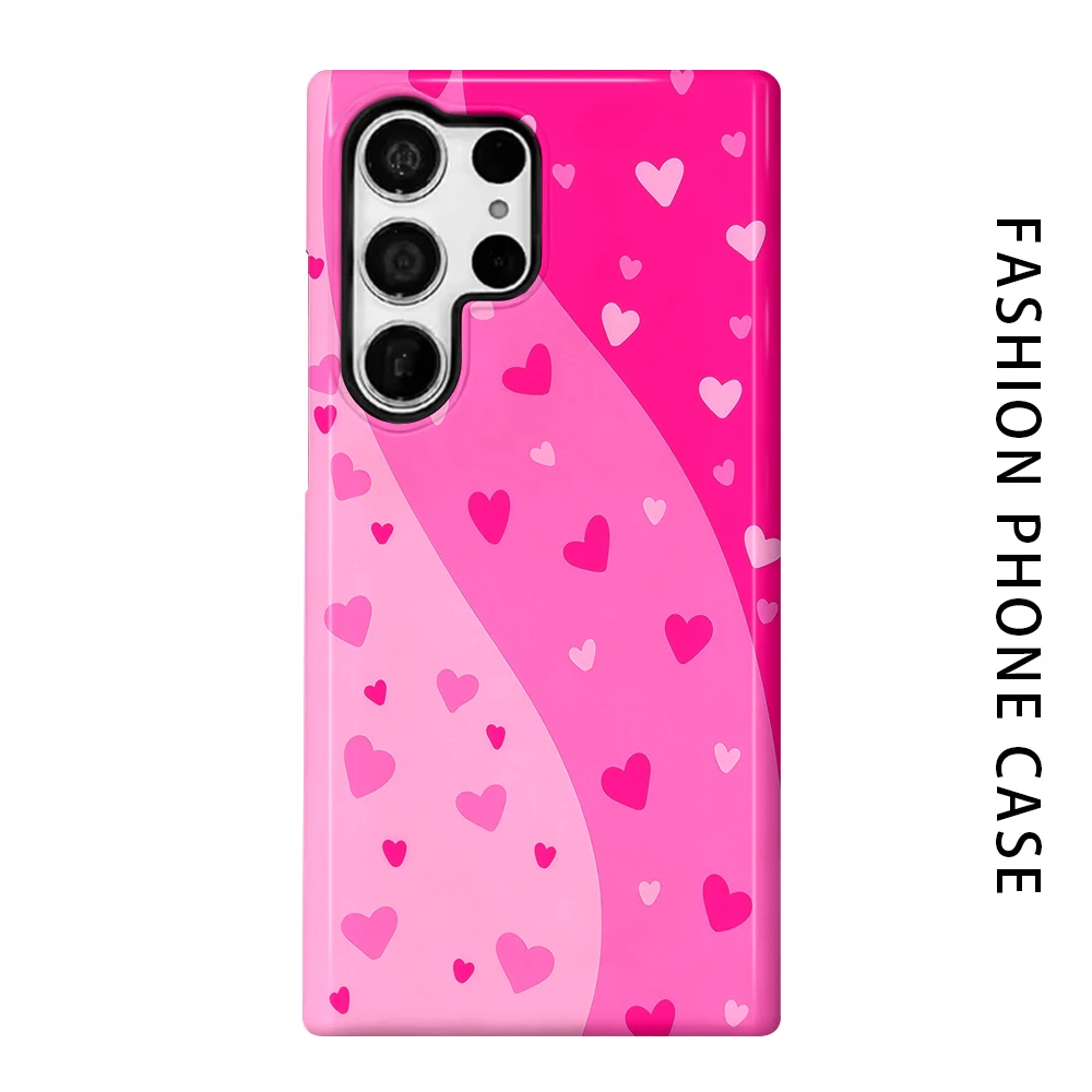 Flowing Sweetheart Phone Case for For Samsung Galaxy S26 S25 S24 S23 S20 FE A56 A36 Ultra Glossy HD Hard Cover Film Shell
