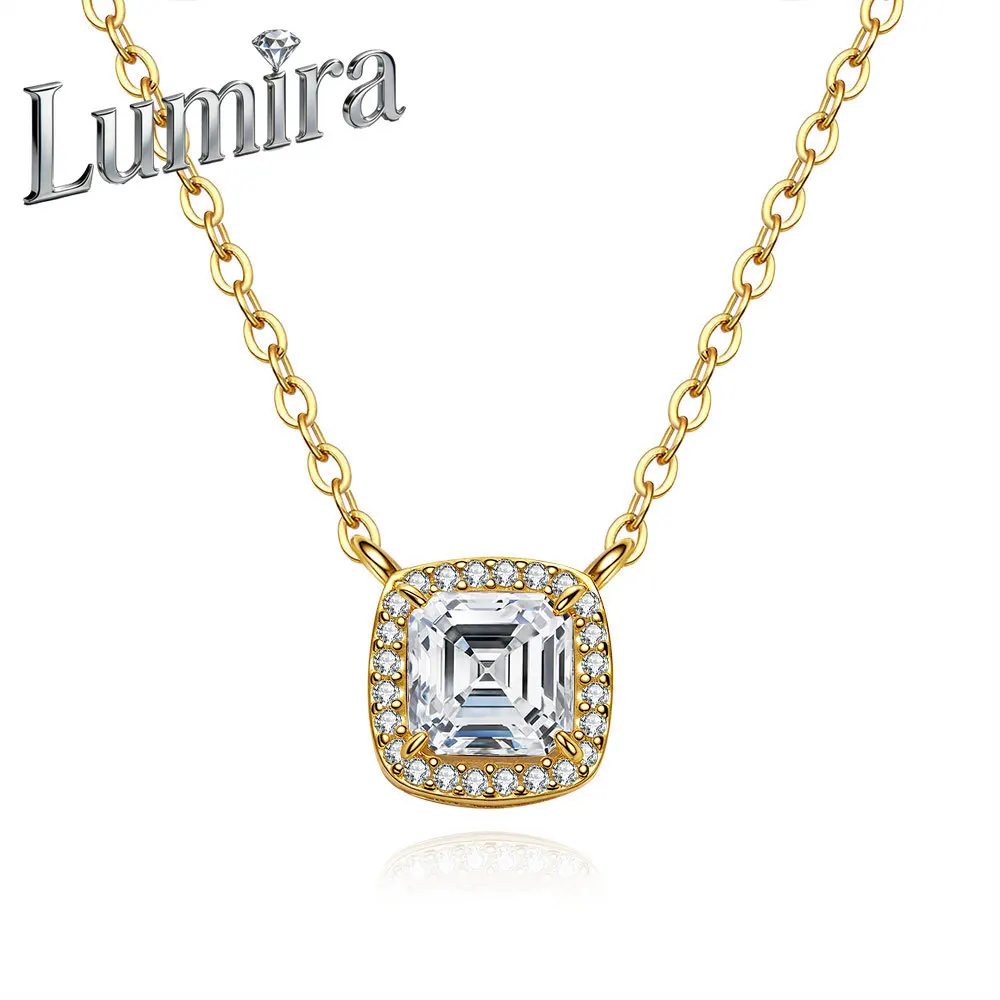 

Lumira 18K Gold 1-Carat Square Diamond Necklace for Women Luxury-Inspired Square-Cut Moissanite Pendant Necklace