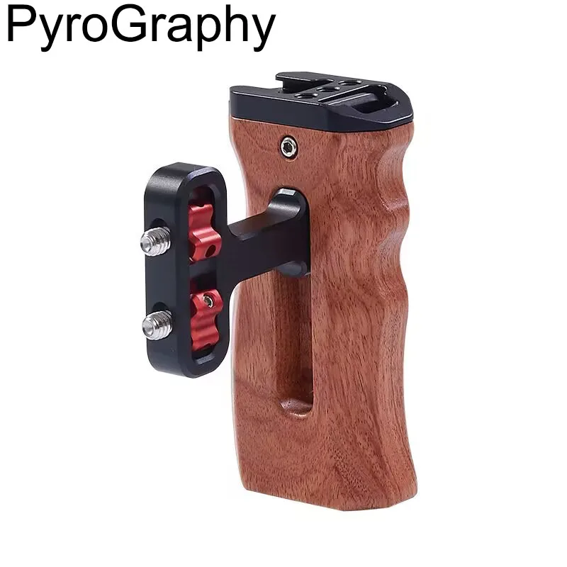 

PyroGraphy Wooden Side Handle Grip with1/4"Thread Cold Shoe Mount Magnetic Hex Spanner Height Adjustment Multiple Type Available